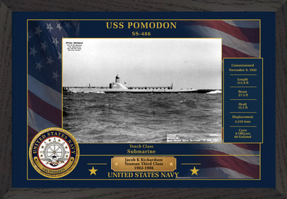 USS Pomodon SS-486 Framed Patriotic Photo