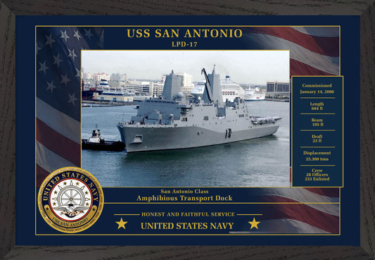 USS San Antonio LPD-17 Framed Patriotic Photo