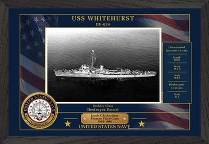 USS Whitehurst DE-634 Framed Patriotic Photo