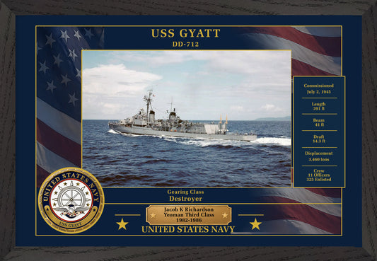 USS Gyatt DD-712 Framed Patriotic Photo