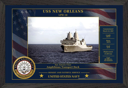 USS New Orleans LPD-18 Framed Patriotic Photo