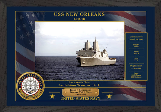 USS New Orleans LPD-18 Framed Patriotic Photo
