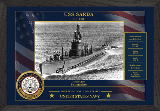 USS Sarda SS-488 Framed Patriotic Photo