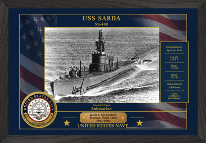 USS Sarda SS-488 Framed Patriotic Photo