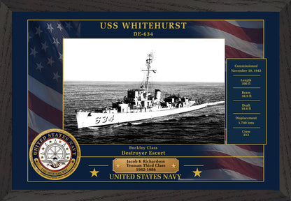 USS Whitehurst DE-634 Framed Patriotic Photo