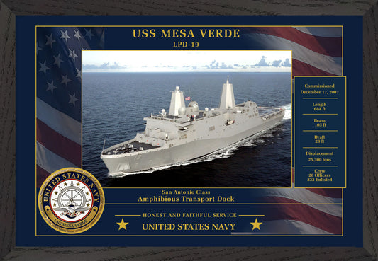 USS Mesa Verde LPD-19 Framed Patriotic Photo