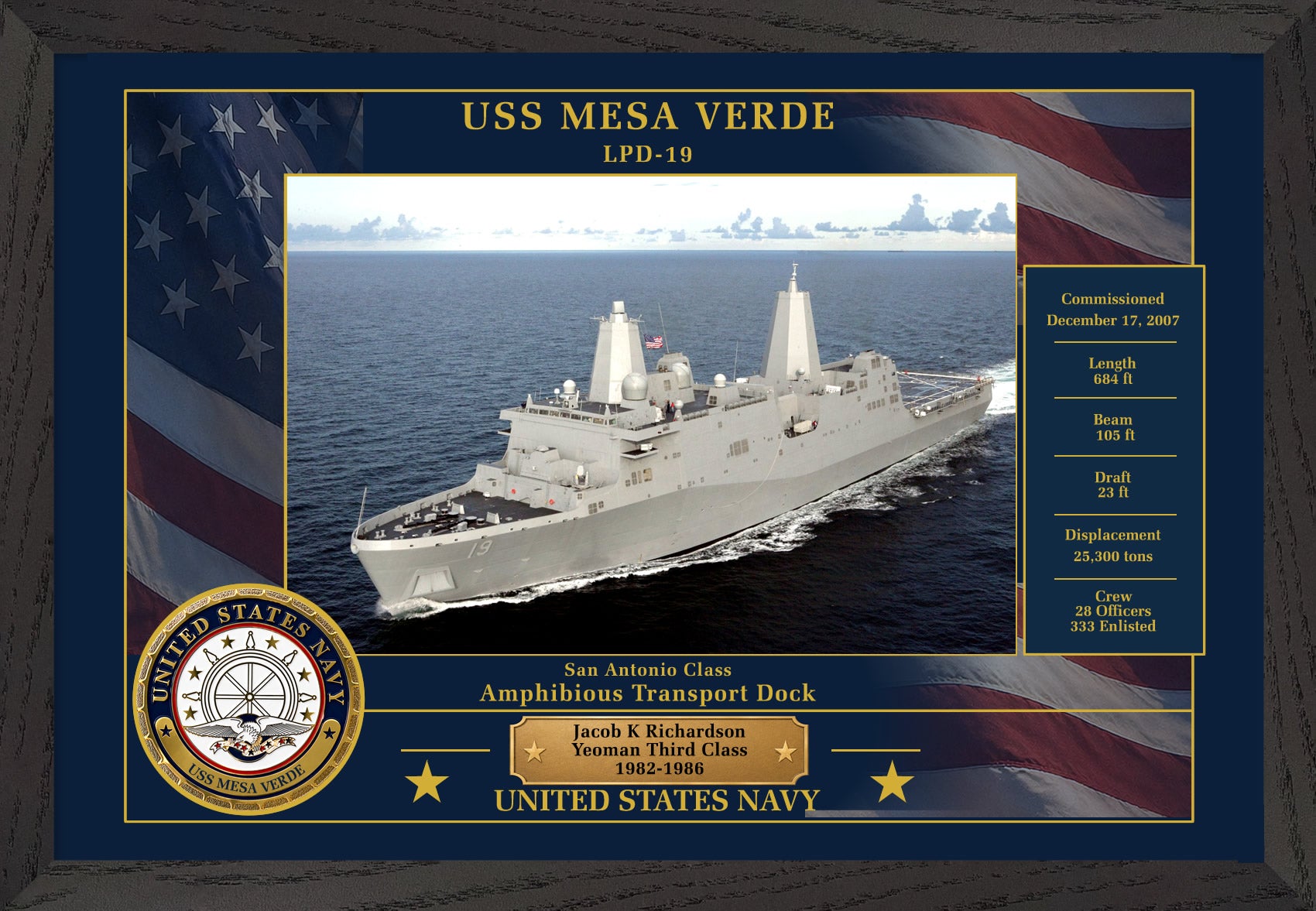 USS Mesa Verde LPD-19 Framed Patriotic Photo