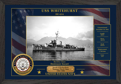 USS Whitehurst DE-634 Framed Patriotic Photo