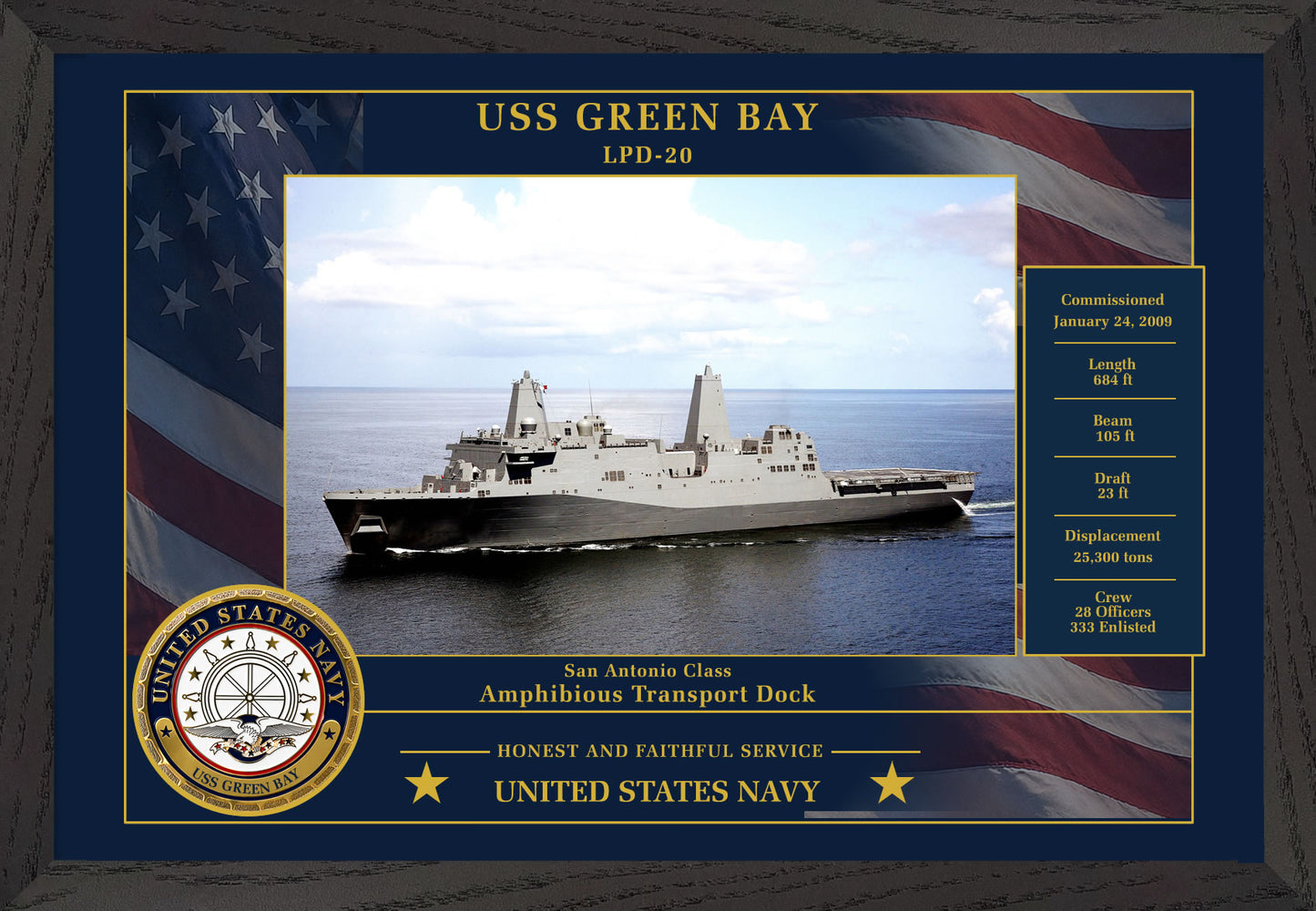 USS Green Bay LPD-20 Framed Patriotic Photo