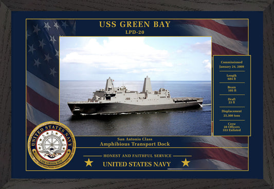 USS Green Bay LPD-20 Framed Patriotic Photo