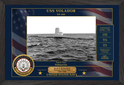 USS Volador SS-490 Framed Patriotic Photo