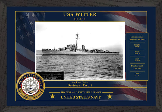 USS Witter DE-636 Framed Patriotic Photo