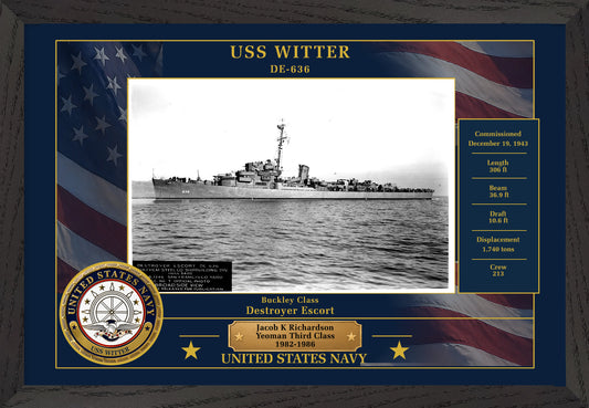USS Witter DE-636 Framed Patriotic Photo