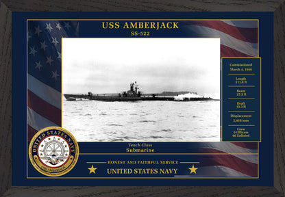 USS Amberjack SS-522 Framed Patriotic Photo