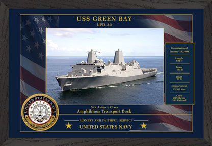 USS Green Bay LPD-20 Framed Patriotic Photo
