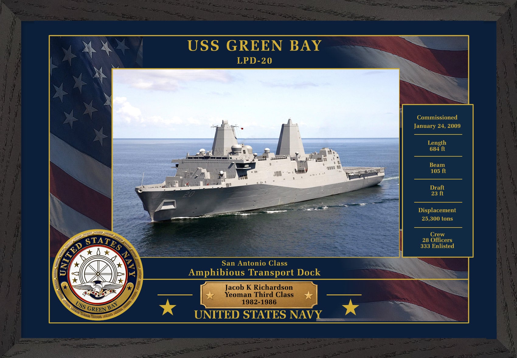 USS Green Bay LPD-20 Framed Patriotic Photo
