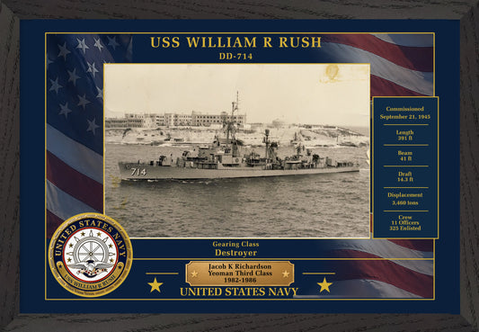 USS William R Rush DD-714 Framed Patriotic Photo