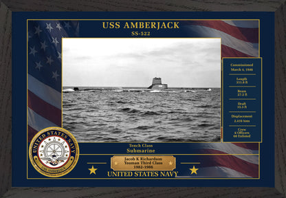 USS Amberjack SS-522 Framed Patriotic Photo