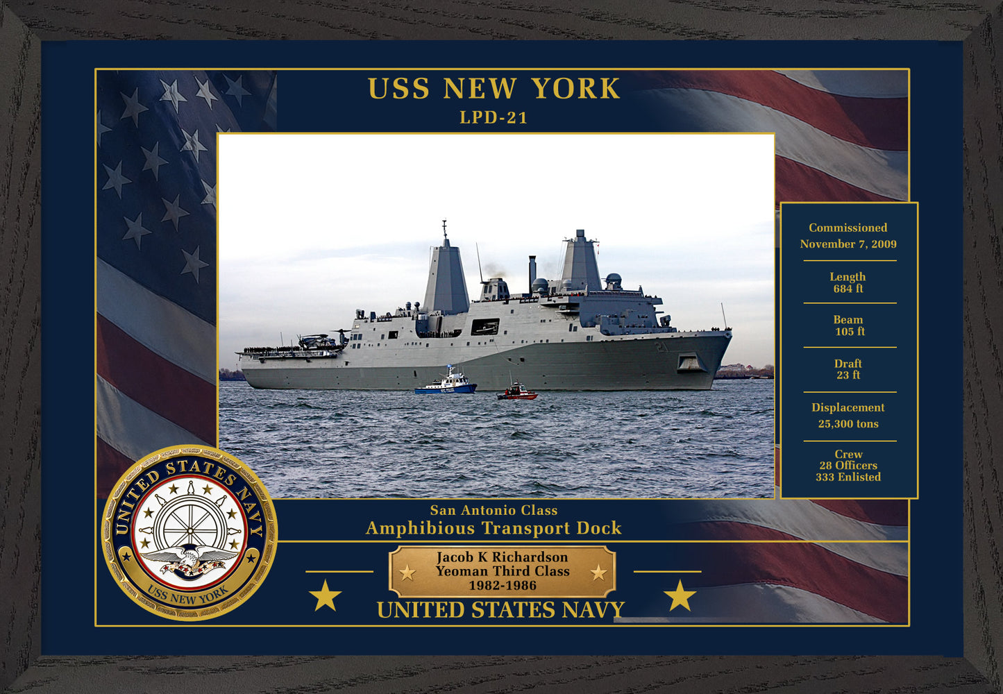 USS New York LPD-21 Framed Patriotic Photo
