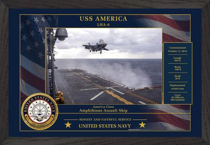 USS America LHA-6 Framed Patriotic Photo