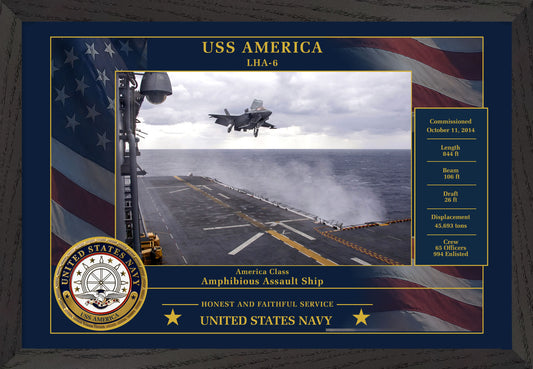 USS America LHA-6 Framed Patriotic Photo