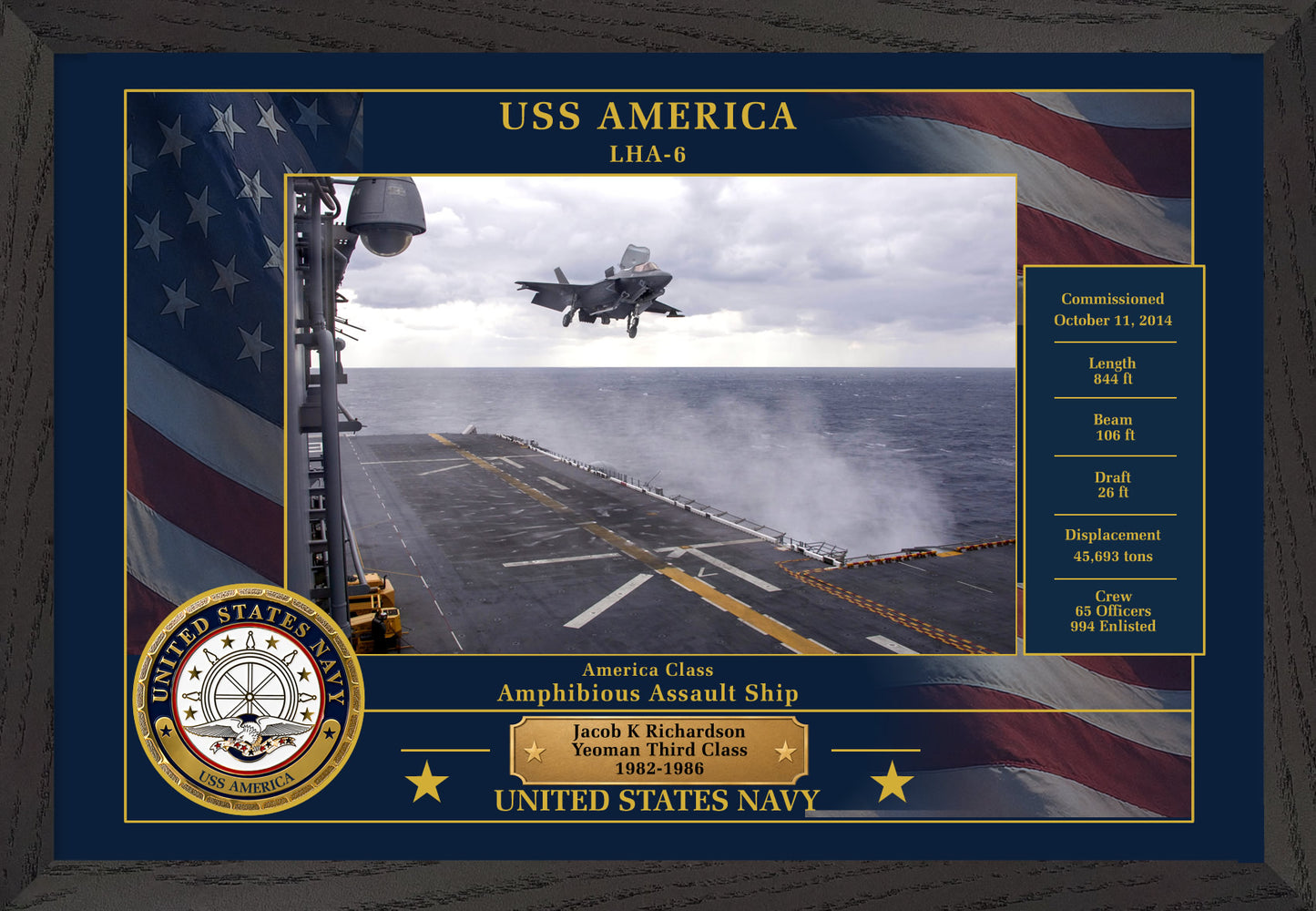 USS America LHA-6 Framed Patriotic Photo