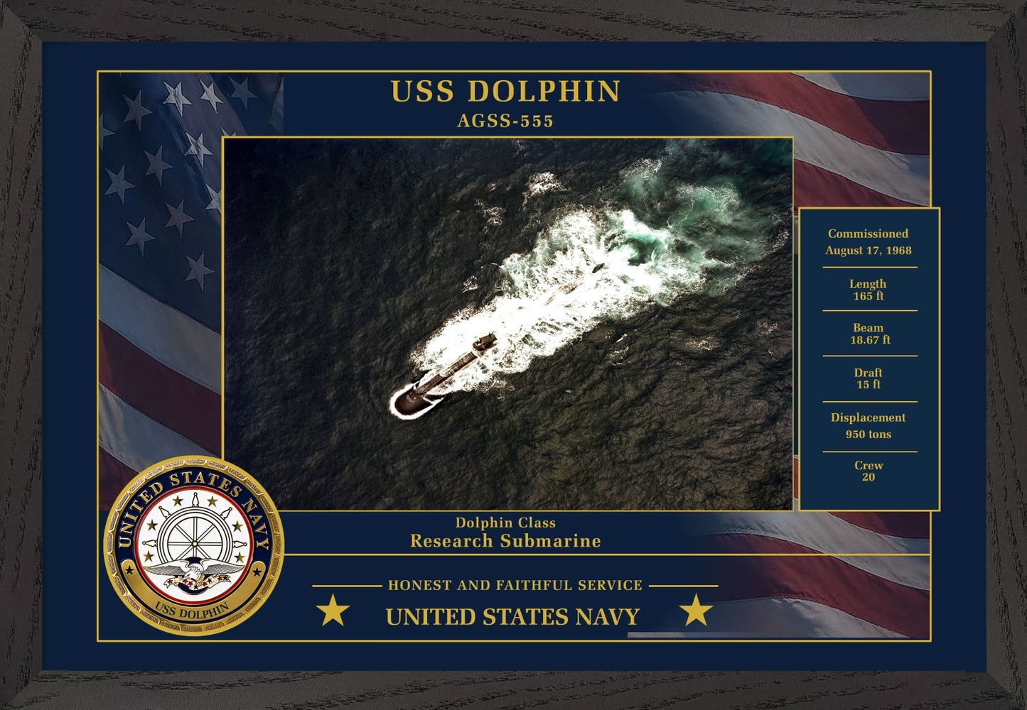 USS Dolphin AGSS-555 Framed Patriotic Photo
