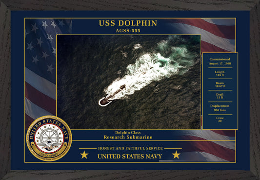 USS Dolphin AGSS-555 Framed Patriotic Photo
