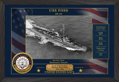 USS Foss DE-59 Framed Patriotic Photo
