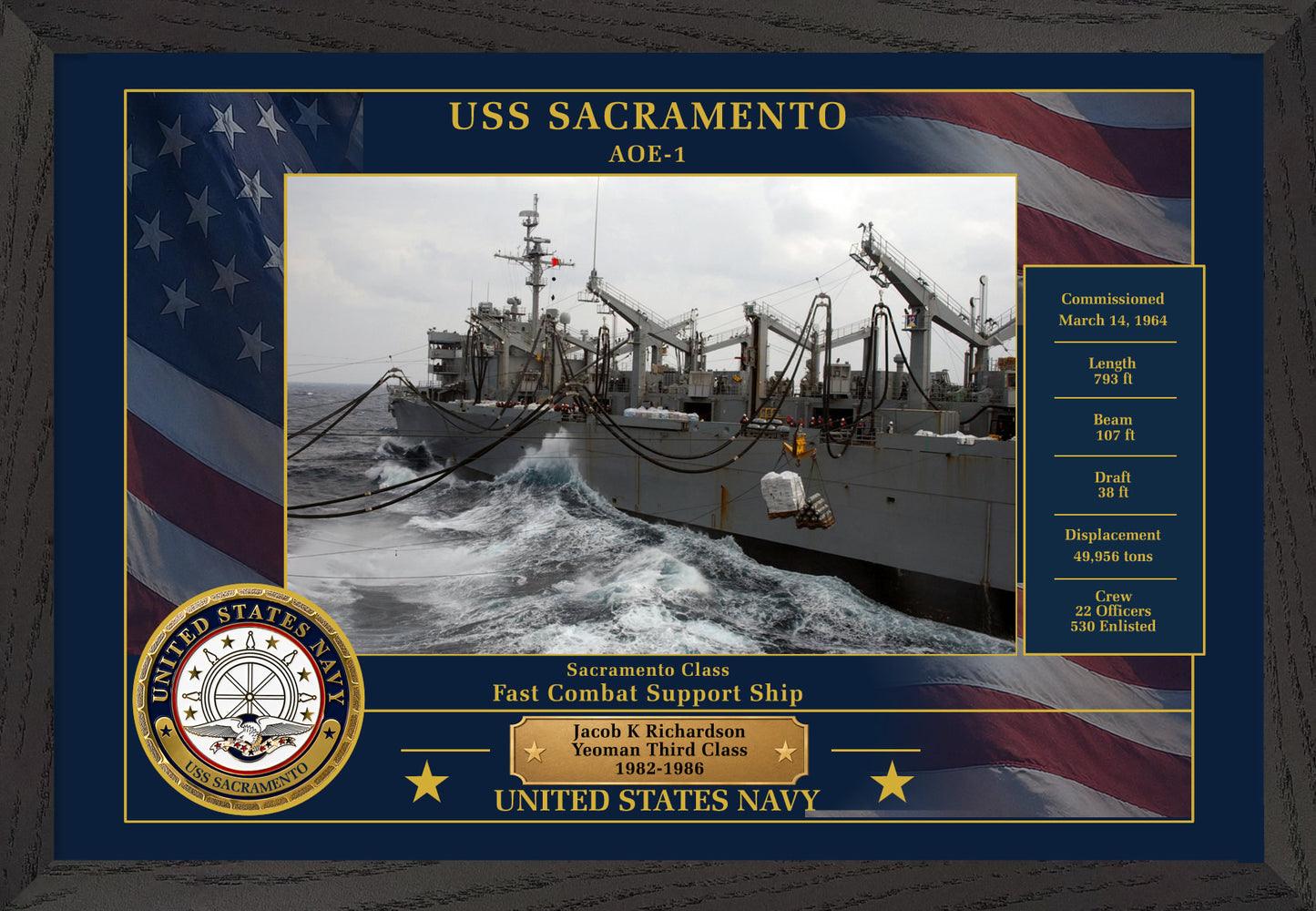 USS Sacramento AOE-1 Framed Patriotic Photo