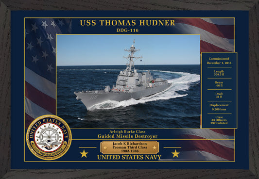 USS Thomas Hudner DDG-116 Framed Patriotic Photo