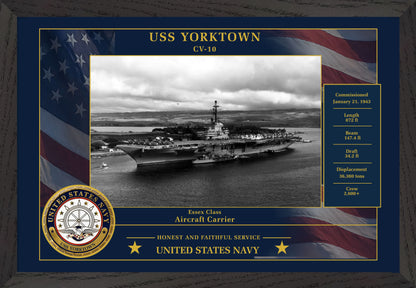 USS Yorktown CV-10 Framed Patriotic Photo