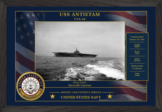 USS Antietam CVA-36 Framed Patriotic Photo