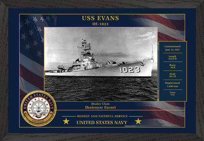 USS Evans DE-1023 Framed Patriotic Photo