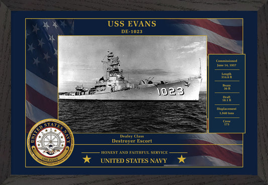 USS Evans DE-1023 Framed Patriotic Photo