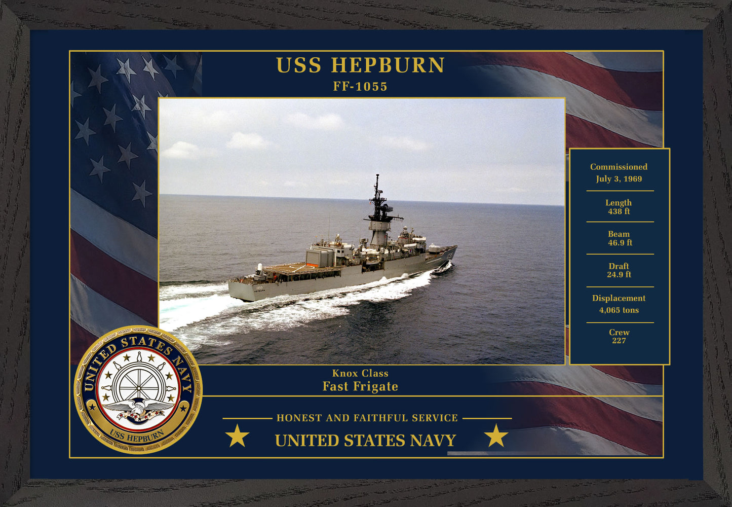 USS Hepburn FF-1055 Framed Patriotic Photo