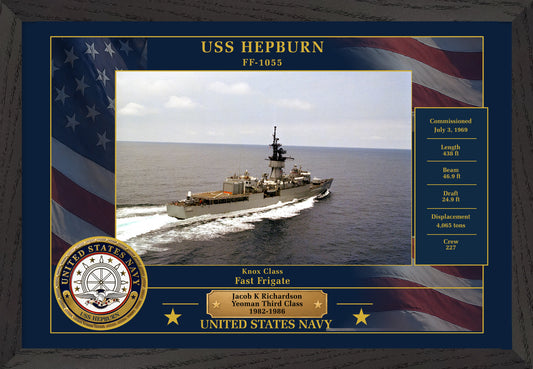 USS Hepburn FF-1055 Framed Patriotic Photo