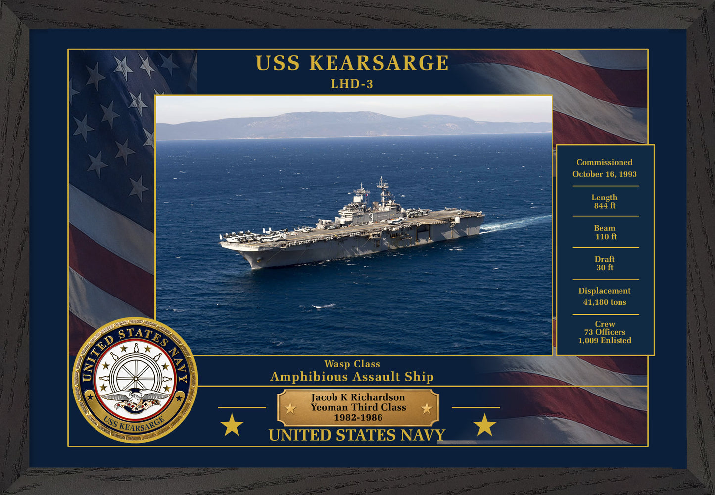 USS Kearsarge LHD-3 Framed Patriotic Photo