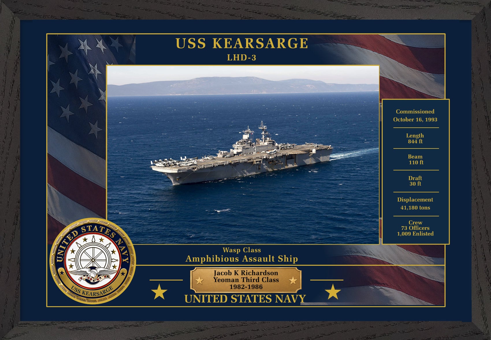 USS Kearsarge LHD-3 Framed Patriotic Photo