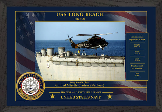 USS Long Beach CGN-9 Framed Patriotic Photo