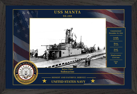 USS Manta SS-299 Framed Patriotic Photo