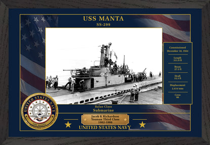 USS Manta SS-299 Framed Patriotic Photo