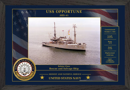 USS Opportune ARS-41 Framed Patriotic Photo