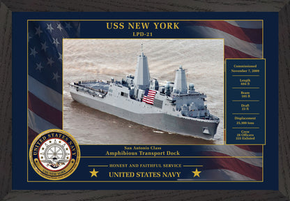 USS New York LPD-21 Framed Patriotic Photo