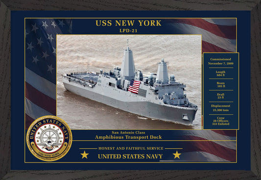 USS New York LPD-21 Framed Patriotic Photo