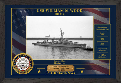 USS William M Wood DD-715 Framed Patriotic Photo