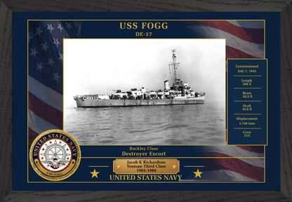 USS Fogg DE-57 Framed Patriotic Photo