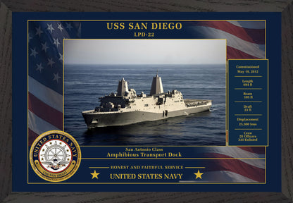 USS San Diego LPD-22 Framed Patriotic Photo