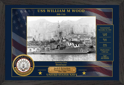 USS William M Wood DD-715 Framed Patriotic Photo