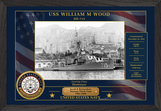 USS William M Wood DD-715 Framed Patriotic Photo